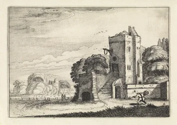 Figures avec une cage à oiseaux près d