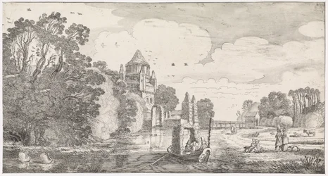 Petite porte de bois à Haarlem Playsante lantschappen ende vermakelycke gesichten (titre de la série)