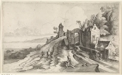 Paysage côtier avec un moulin à eau