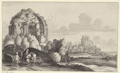 Voyageurs au Temple de Minerve Medica près de Rome