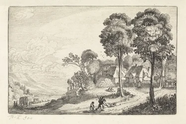Voyageurs sur un chemin près d