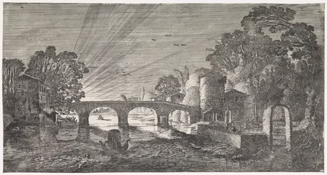 Vue de rivière au coucher du soleil