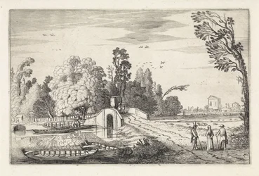 Paysage fluvial avec un pont en pierre (Landschappen, Amenissimae aliquot requculae)