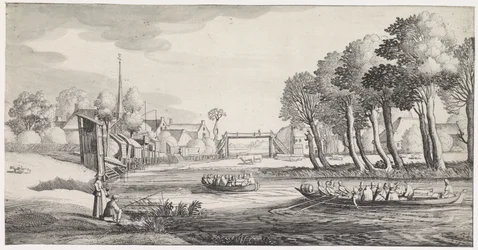 Deux barques sur une rivière près d