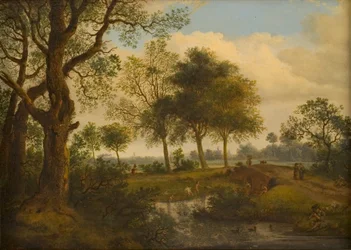 Paysage avec baigneurs