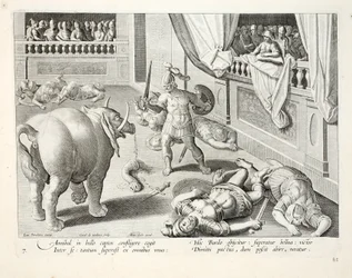 Hannibal fait combattre les Romains vaincus entre eux, illustration de 