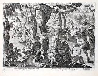 Chasse aux singes à la campagne, illustration de 