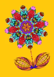 Découpe de fleur sur jaune