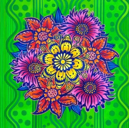 Fleurs sur vert