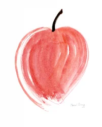 Pomme en quatre coups de pinceau, vers 2025 (aquarelle sur papier)