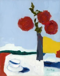 Nature morte à la rose et à la tasse de thé, c.2014 (huile sur papier)