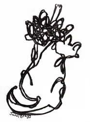 Rosetta Cat in Motion, vers 2025 (fusain sur papier)