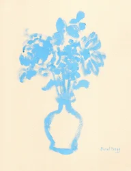 Nature morte en bleu et crème, vers 2025 (aquarelle sur papier)