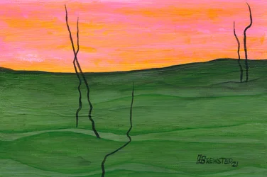 Ciel vibrant, collines vertes