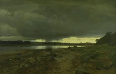 Paysage pluvieux. Kalø Vig, Jutland