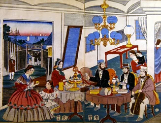 Famille américaine ou européenne au Japon, vers 1860