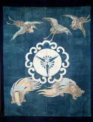 Art japonais : toile de coton couverte de symboles de bonheur et de longévité