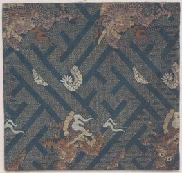 Mobilier de temple bouddhiste, une couverture pour un sutra, fragment