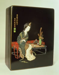 Boîte à écrire de style chinois, inscrite avec le sceau en poterie verte de Ritsuo
