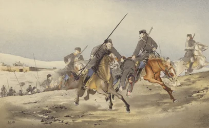 Cosaques fuyant avec un Blessé