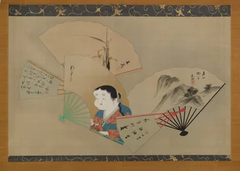 Cinq éventails, par Sakai Hoitsu, Tani Buncho, Haruki Nanko, Kameda Bosai et Kikuchi Gozan, c.1820s