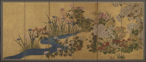 Fleurs et un ruisseau, Paravents