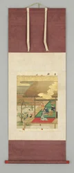 Terrasse de maison avec personnages