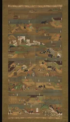Biographie illustrée du Prince Shōtoku, rouleau suspendu, période Kamakura (1185-1333)