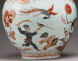 Grand vase bouteille, décoré en Hollande dans le style Imari, Ko-Imari, fin XVIIe siècle (détail)