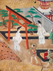 Osakazu Byobu - Paravent japonais à huit panneaux (peinture)