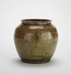 Pot en grès de Seto avec décor estampé