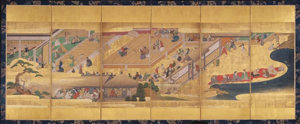 Écran à six volets avec la pièce de Noh Funa-Benkei, c.1660
