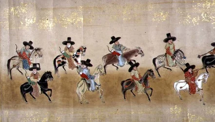 Sixième ambassade coréenne au Japon en Meireki 1 lors de la succession de Tokugawa Ietsuna en 1651, peut-être par Kano Masunobu