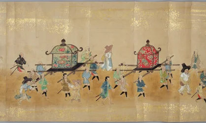 Sixième ambassade coréenne au Japon en Meireki 1 lors de la succession de Tokugawa Ietsuna en 1651, possiblement par Kano Masunobu (1625-94) (peinture sur rouleau) (détail)