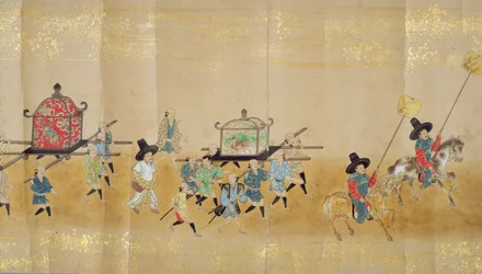 Sixième ambassade coréenne au Japon en Meireki 1 lors de la succession de Tokugawa Ietsuna en 1651, possiblement par Kano Masunobu (1625-94) (peinture sur rouleau) (détail)