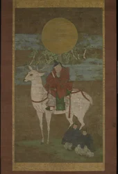 Le départ de Kashima (Divinité de Kasuga), fin du 14ème siècle
