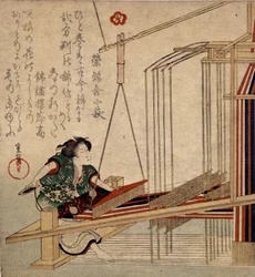 Tissage au Japon au 18e siècle.
