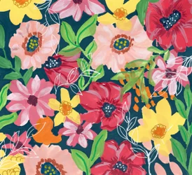 Fleurs peintes aux couleurs vives