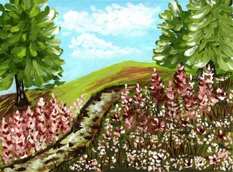 Sentier sinueux des fleurs