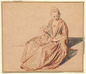 Femme assise avec un éventail