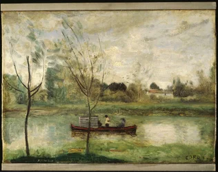 Daubigny travaillant à son « Botin » près d