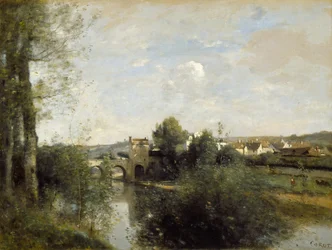 Seine et vieux pont à Limay