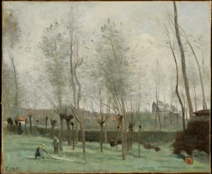 Lavandières dans un bosquet de saules