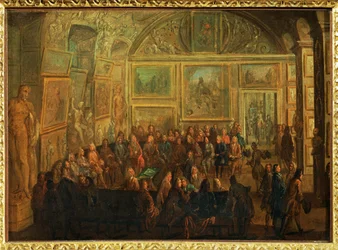 Vue du Salon de Diane au Louvre;une seance de l