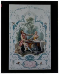 Deux panneaux décoratifs avec des couples d