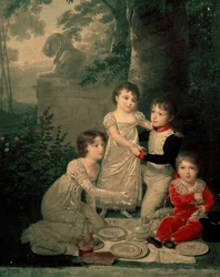 Quatre enfants de Joachim Murat et Caroline Bonaparte (de gauche, Letizia