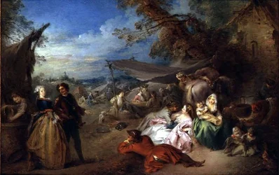 Troupes devant la taverne