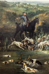 Louis XV chassant le cerf dans la forêt de Saint-Germain, 1730 (huile sur toile)