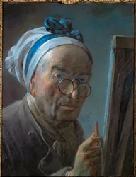Autoportrait de Chardin avec pince-nez ...