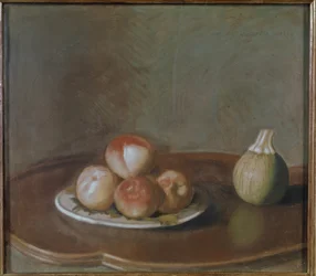 Nature morte avec pêches et citrouille